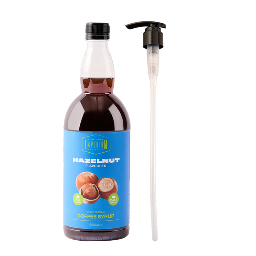 Low Carb Emporium Hazelnut Flavoured Zero Sugar Syrup - 950mL Plus Free Pump valued at $10.95