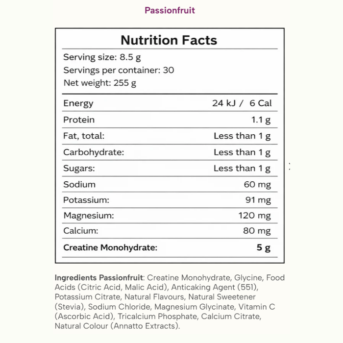 ReVitalise Creatine + Passionfruit Flavoured Electrolyte + Creatine Drink Mix - 30 serves