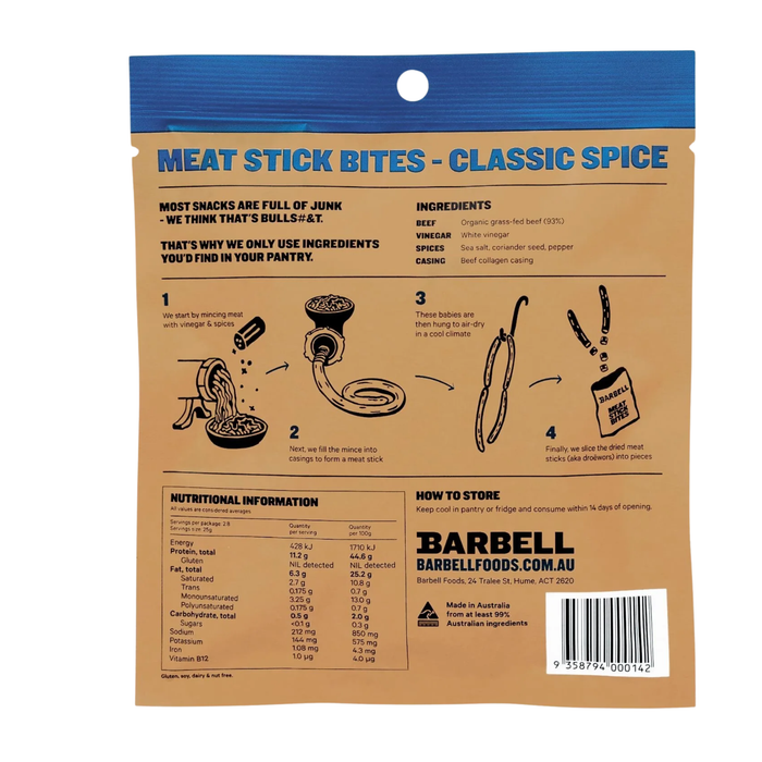 Barbell Classic Beef Meat Stick Bites - 70g