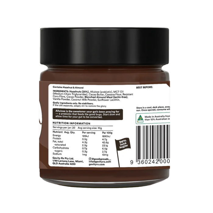 Gevity Rx GoodTello Sin-Free Hazelnut Spread - 200g