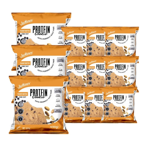 BULK Justine's Peanut Butter Choc Chip Protein Cookie - 60g x 12