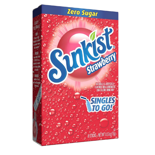 Sunkist Zero Sugar Drink Mix Strawberry Flavour - 6 stcks (15g)