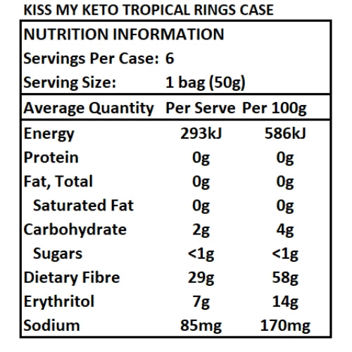 Kiss My Keto Tropical Rings - 6 x 50g (case)