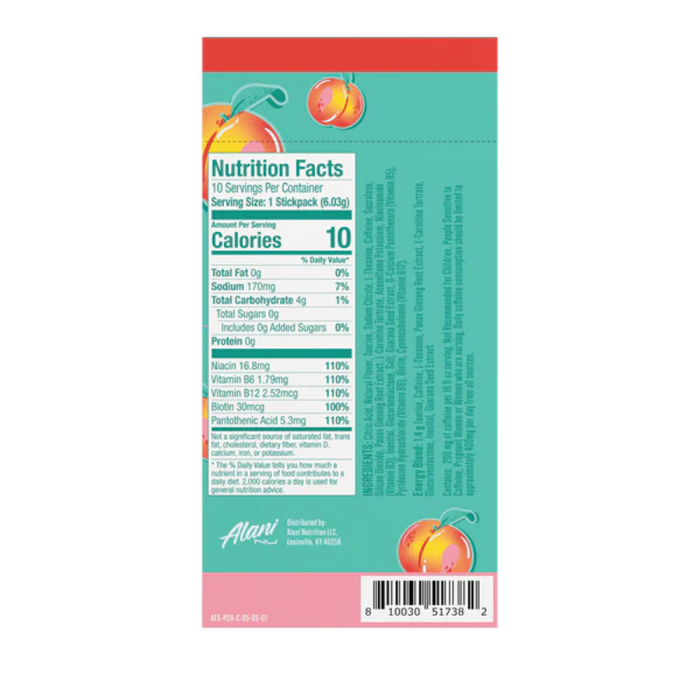 Alani Nu Energy - Juicy Peach Energy Sticks 10pk