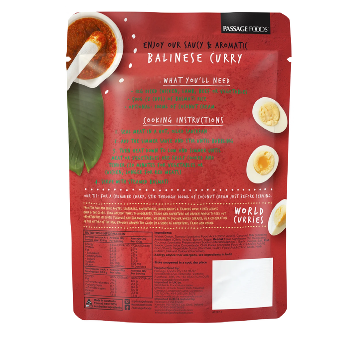 Passage to India - Balinese Curry Simmer Sauce - 375g