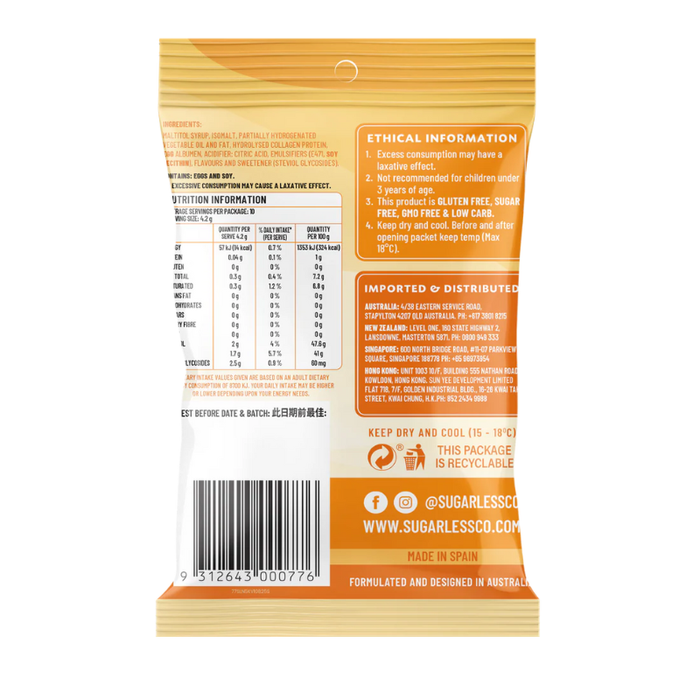SUGARLESS CONFECTIONERY Collagen Apple, Lemon & Orange Chews - 40g