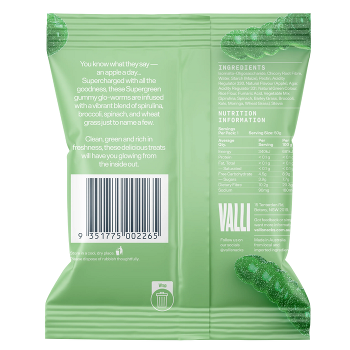 Bulk Valli Sour Apple Gummy Lollies - 50g x 12