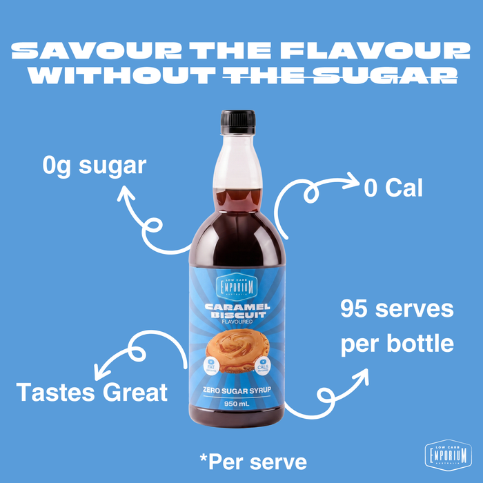 Low Carb Emporium Caramel Biscuit Flavoured Zero Sugar Syrup - 950mL