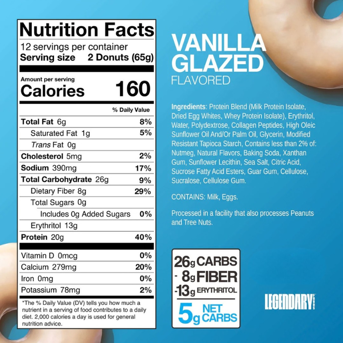 Legendary Foods Protein Donuts - Vanilla Glazed - 61g - Limit 1 per order