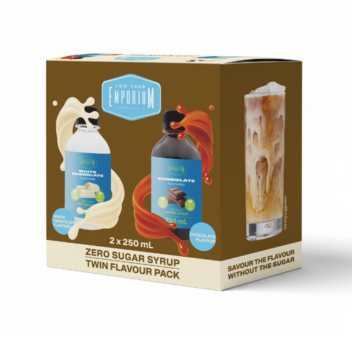 Low Carb Emporium Zero Sugar Syrup Twin Pack - Chocolate &amp; White Chocolate - 250mL x 2