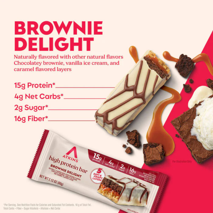 Atkins High Protein Bars - Brownie Delight - 4 bar pack (240g)