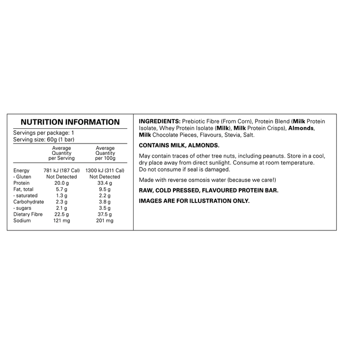Gen-Tec Cold Pressed Pro 20 + Fibre Protein Bar - Cookies and Cream 60g