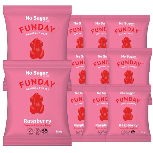BULK Funday Raspberry Gummy Frogs - 50g x 12