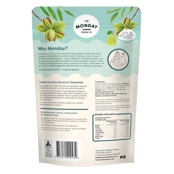 The Monday Food Co Sweet Cinnamon Pecan - Keto Granola - 300gm