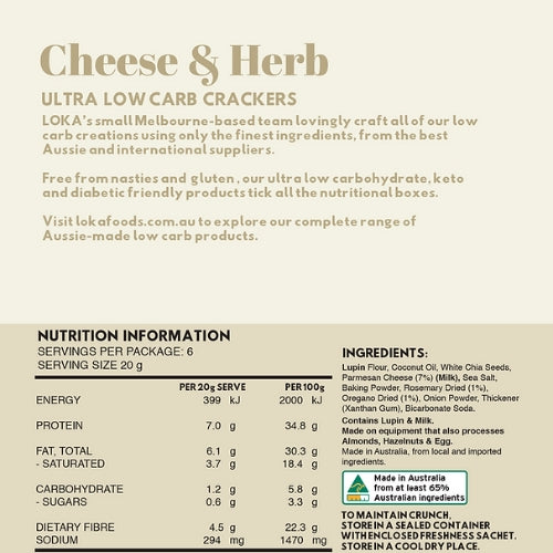 LOKA Cheese & Herb Crackers 120g