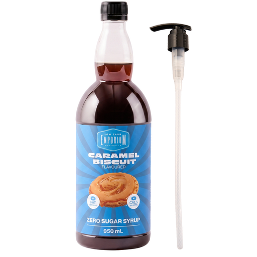 Low Carb Emporium Caramel Biscuit Flavoured Zero Sugar Syrup - 950mL Plus Free Pump valued at $10.95