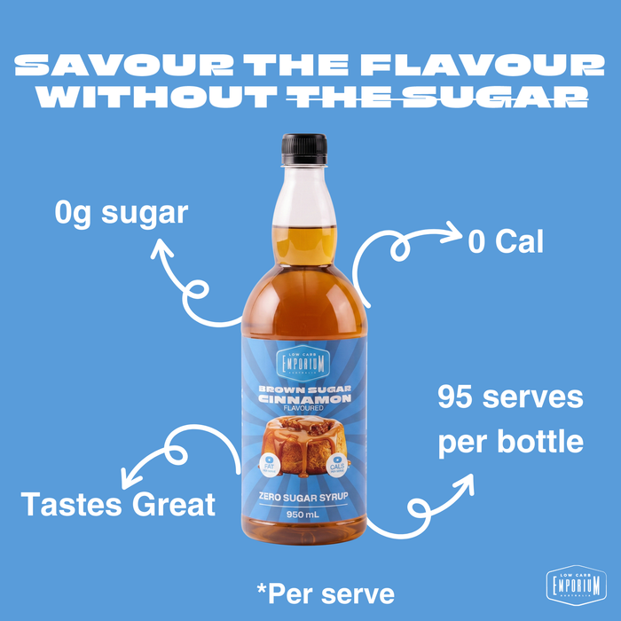 Low Carb Emporium Brown Sugar Cinnamon Flavoured Zero Sugar Syrup - 950mL