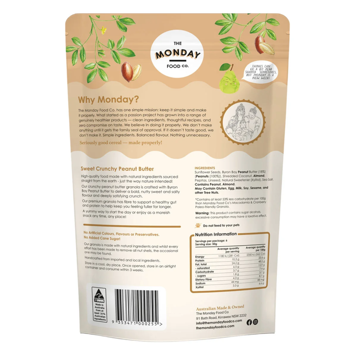 The Monday Food Co Crunchy Peanut Butter - Keto Granola - 800gm