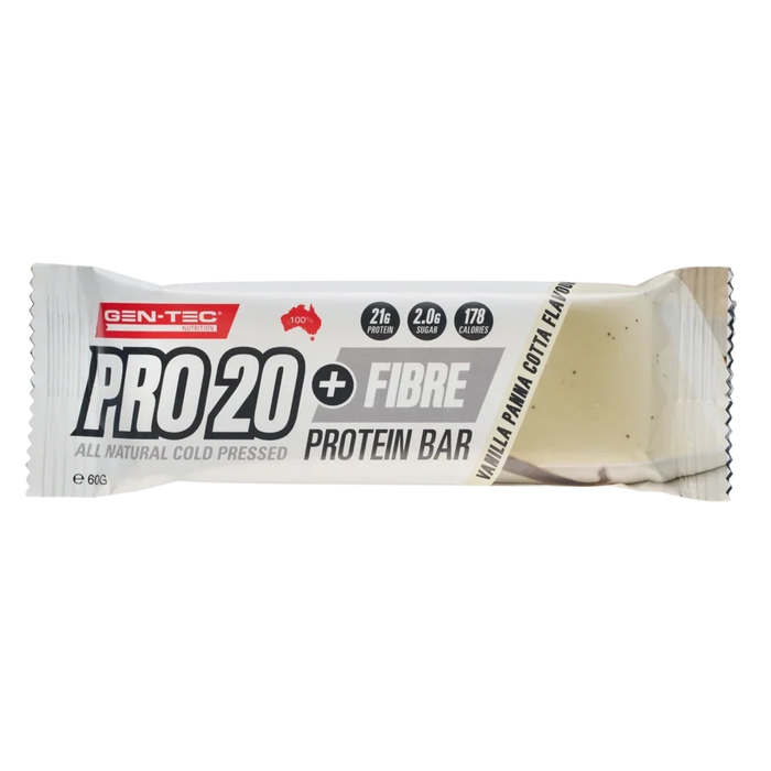 Gen-Tec Cold Pressed Pro 20 + Fibre Protein Bar - Vanilla Panna Cotta 60g