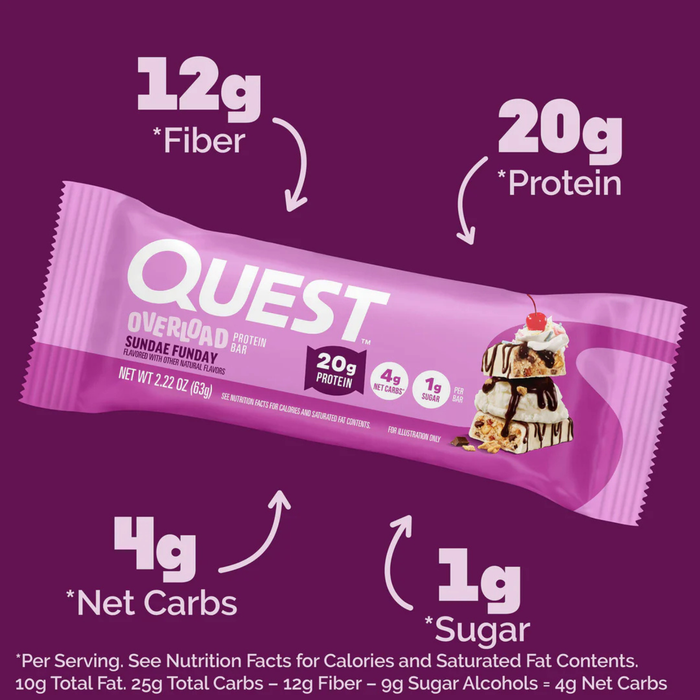 Quest Overload Sundae Funday Protein Bar 63g