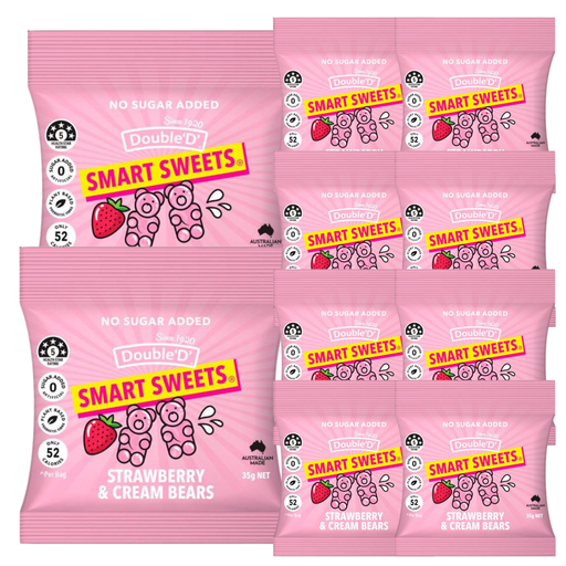 Bulk Double D Smart Sweets Strawberry & Cream Gummies 35g x 10