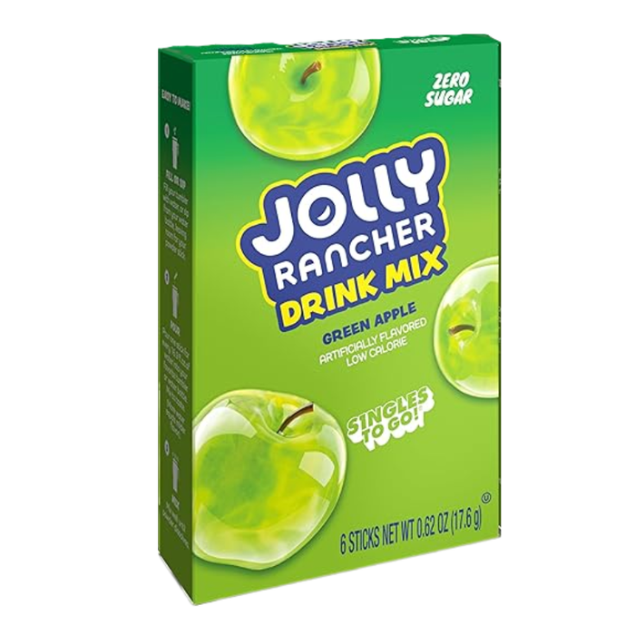 Jolly Rancher Zero Sugar Drink Mix Green Apple Flavour - 6 sticks