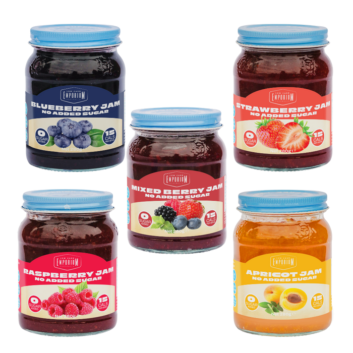 Bulk Low Carb Emporium No Added Sugar Jam Sampler - 280g x 5 (case)