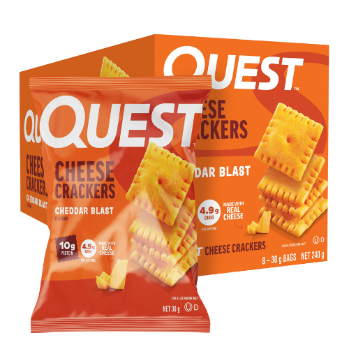 Bulk QUEST Cheese Crackers - Cheddar Blast - 30g x 8