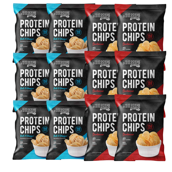 BULK Wholesome Provisions Low Carb Chips - Salt & Vinegar x 6 and BBQ x 6