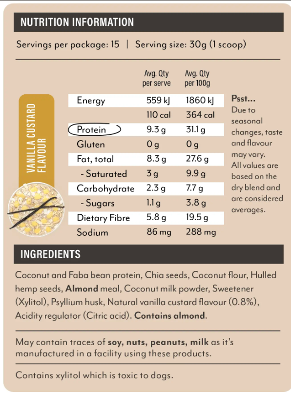 Snackn' Protein Breakfast Instant Porridge Vanilla Custard Flavour - 450g
