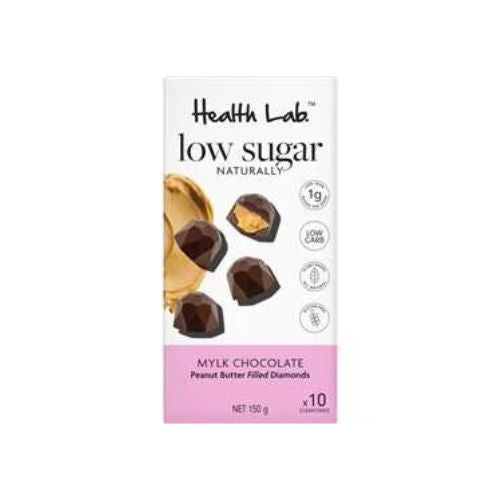Health Lab Low Sugar Naturally Mylk Chocolate Peanut Butter Filled Diamonds x 10 diamonds- 150g