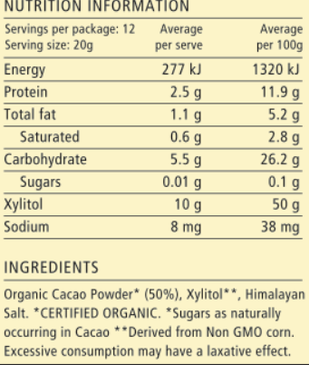 Nib + Noble Sugar Free Organic Drinking Chocolate - 200g
