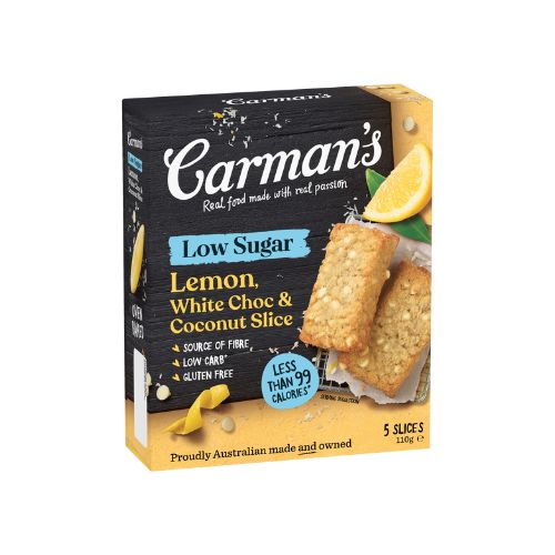 Carman's Low Sugar Lemon, White Chocolate & Coconut Slices 5 pack - 110g