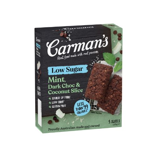 Carman's Low Sugar Mint Dark Choc & Coconut Slices 5 pack - 110g