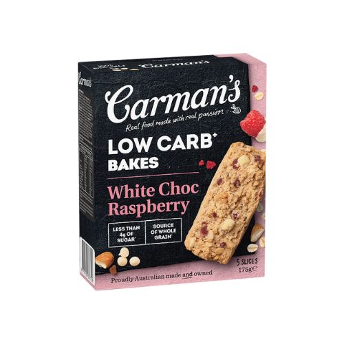 Carman's Low Carb White Chocolate & Raspberry Oat Bake - 5 slices - 110g