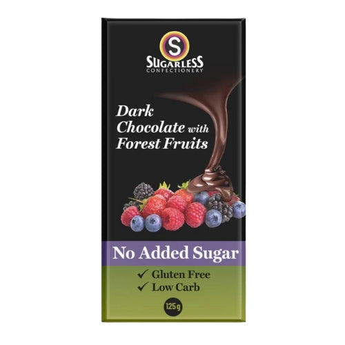 SUGARLESS CONFECTIONERY CO Dark Chocolate with Forest Fruit 100gm