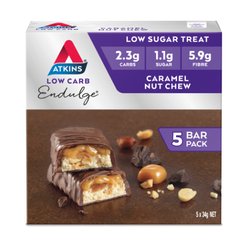 Atkins Caramel Nut Chew Bars (5 pack) - 5 x 34gm