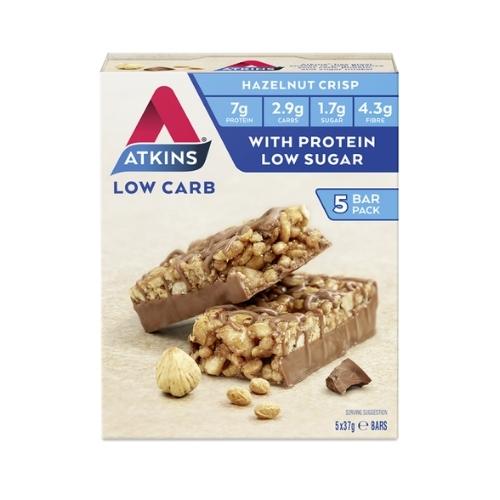Atkins Low Carb Chocolate Hazelnut Crisp Bars - Box with 5 bars of 37 grams