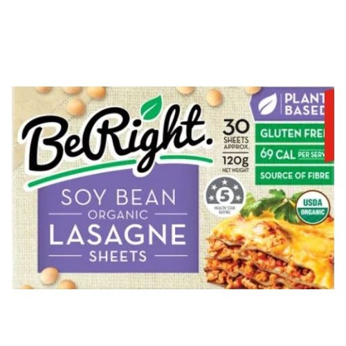 BeRight Organic Soy Bean Lasagne Sheets - 120g Net