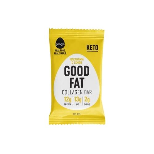 Googys Macadamia Lemon Good Fat Collagen Protein Keto Bar