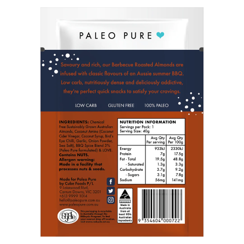 Paleo Pure Grab 'N' Go Roasted Almonds - Barbecue - 40gm