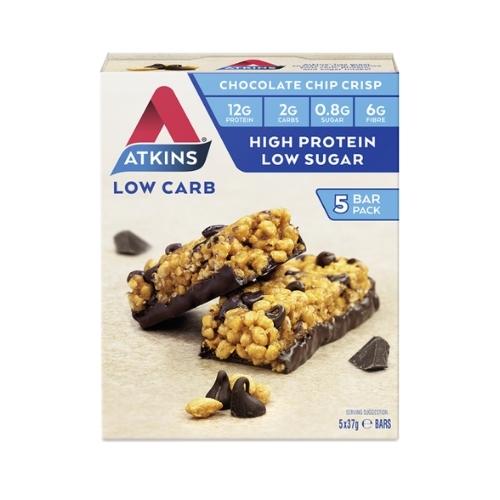 Atkins Low Carb Choc Chip Crisp Bars - Box with 5 bars of 37 grams