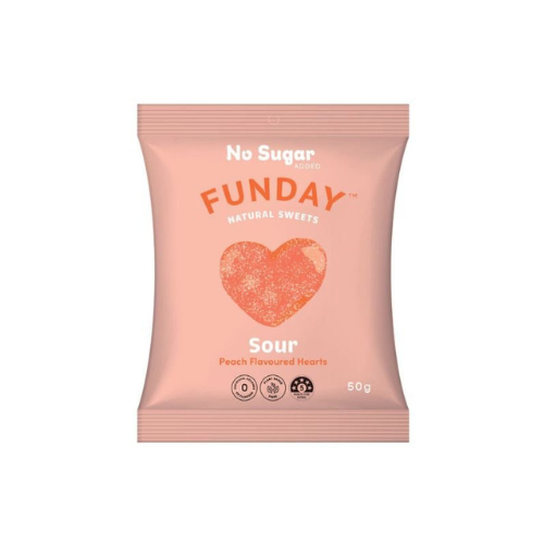 Funday Sour Peach Flavoured Hearts - 50g