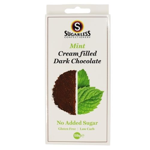 Sugarless Confectionery Co Mint flavoured Cream Filled Dark Chocolate