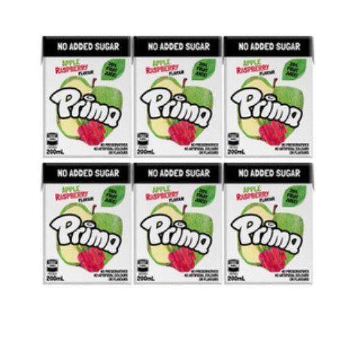 Prima No Added Sugar Apple Raspberry Flavour Fruit Drink - 6 x 200mL