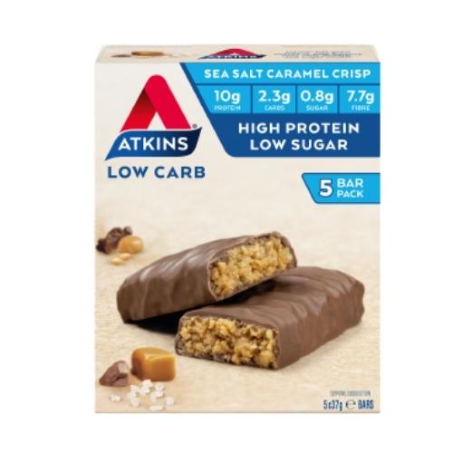 Atkins Low Carb Sea Salt Caramel Crisp Bars - Box with 5 bars of 37 grams