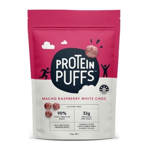 Protein Puffs - Macho Raspberry White Choc Protein Snack - 43g