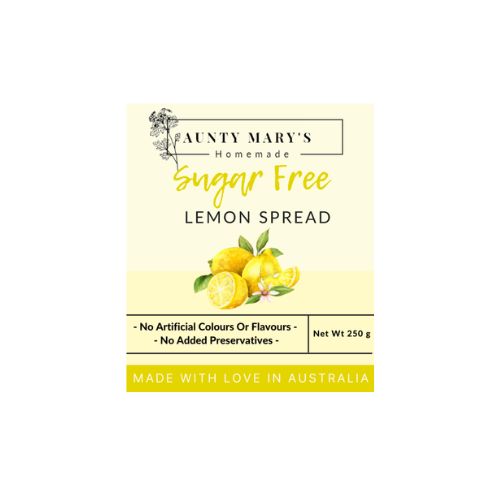Aunt Marys Sugar Free Homemade Lemon Spread - 250g