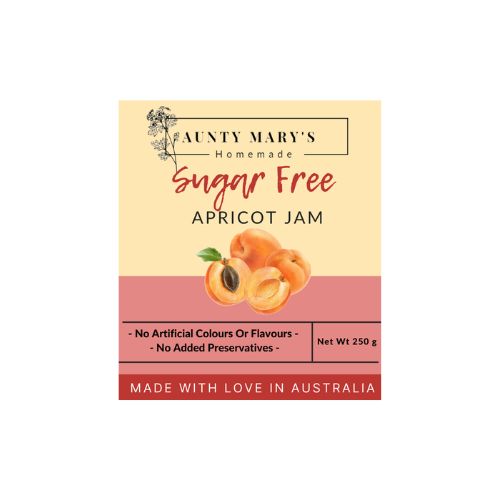 Aunt Marys Sugar Free Homemade Jam - Apricot - 250g