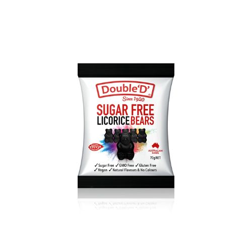 Double ‘D’ Sugar Free Licorice Bears 70g
